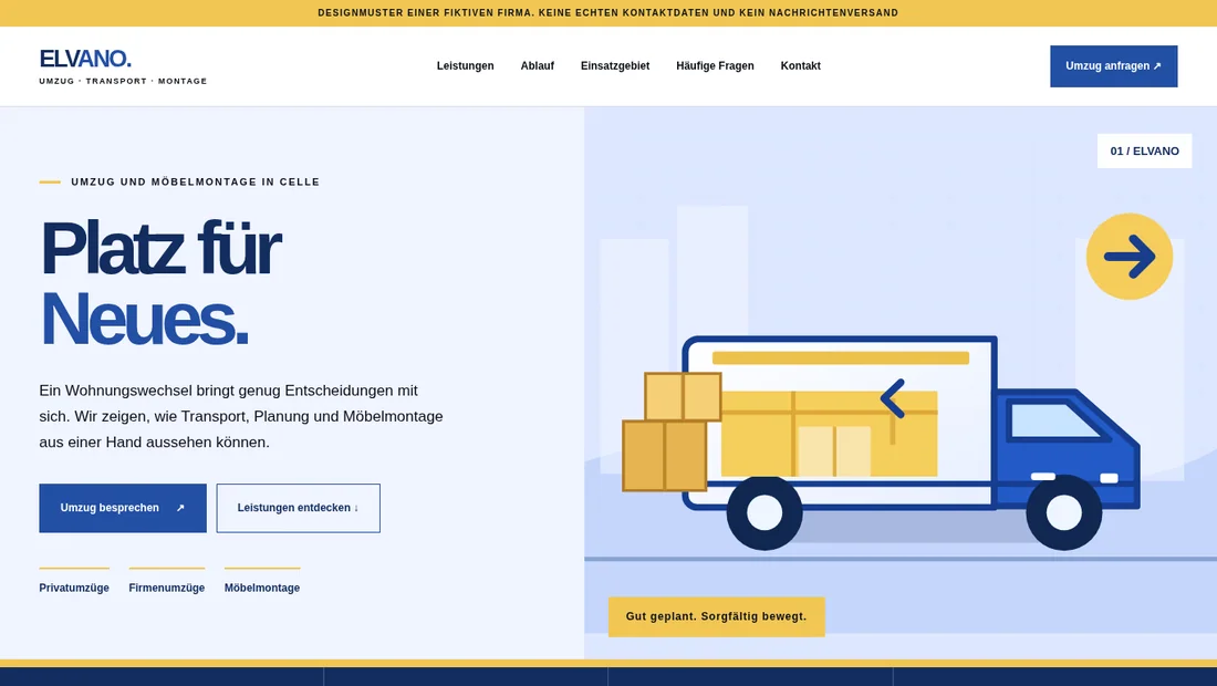 Startseite des vollständigen Designmusters ELVANO